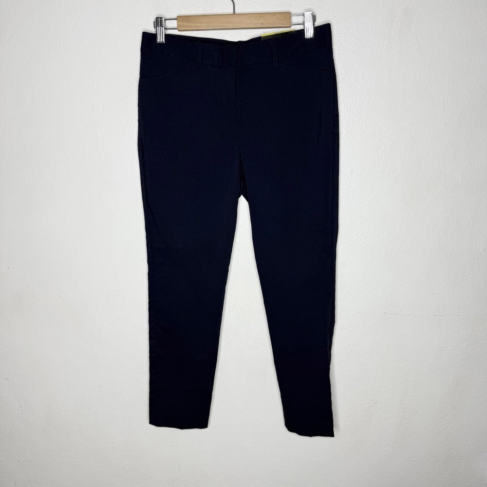 New Mario Serrani Comfort Stretch Slim Fit Pant Tummy Control Navy‎ Blue Women 6
